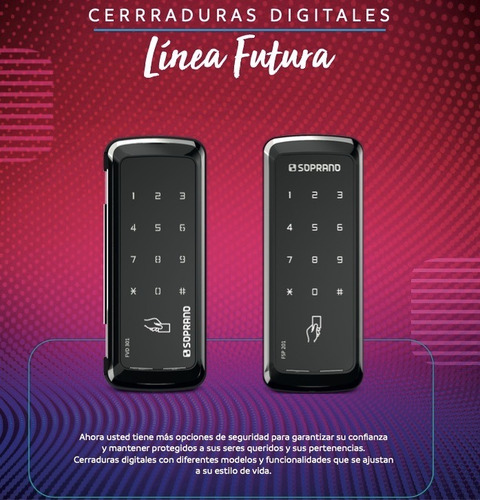 Imagen 5 de 8 de Cerrojo Digital Futura Para Vidrio Soprano