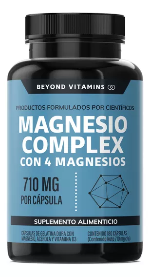 Magnesio Complex | Citrato De Magnesio | Glicinato De Magnesio | Gluconato De Magnesio | 710 Mg | Sin Rellenos - 180 Cápsulas