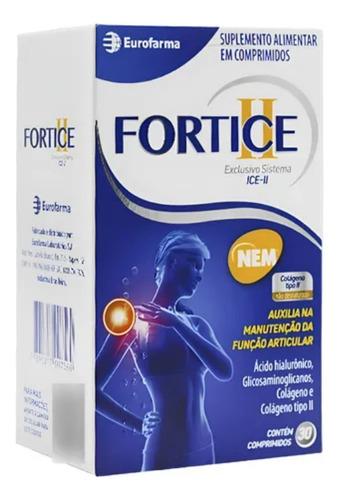 Fortice 30cps Eurofarma Colageno Tipo Ii Acido Hialurônico