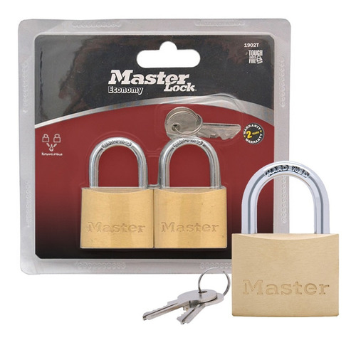 Candado Seguridad Master Lock Bronce Pack X2 Febo