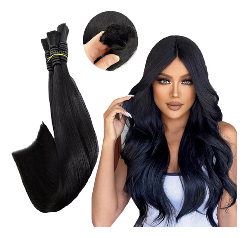 Cabello Natural Indio 100% Humano 45cm Extensiones 50g 10a-color 1b (negro Natural)