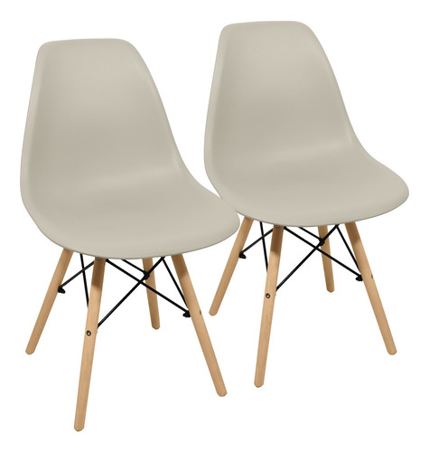 Sillas X 2 Comedor Plástico Patas Madera Diseño Eames Ct