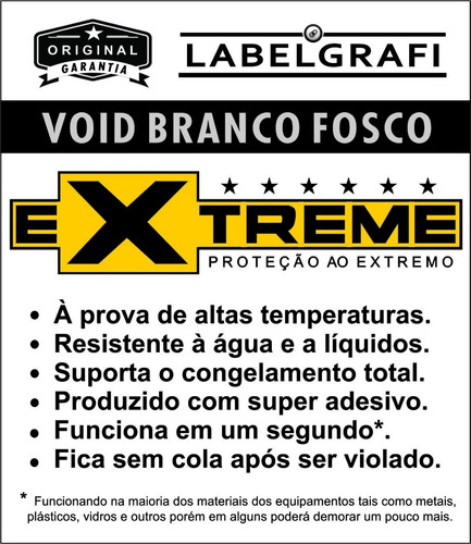 Lacre Void Branco Extreme 30x10mm Personalizado 500 Unidades