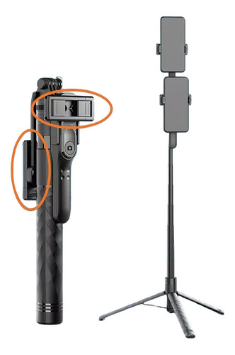 Tripé Pau De Selfie Com Controle Leve E Portátil Até 1.75cm Cor Preto