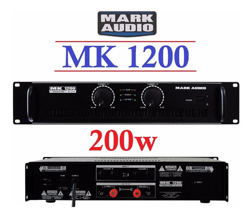 Amplificador Potência Mark Audio Mk1200 200w 4:2x100 8:2x75w