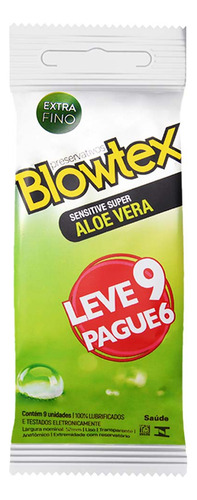 Imagem 1 de 3 de Preservativo Sensitive Super Aloe Vera 6 Unidades Blowtex