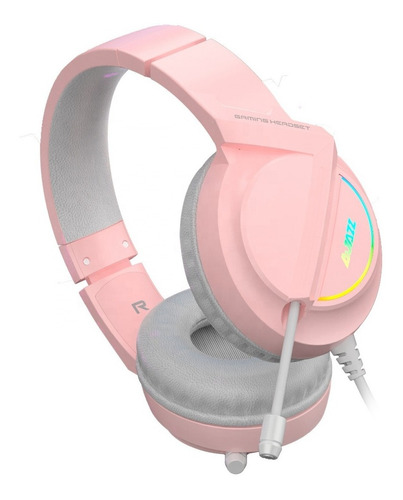 Imagen 4 de 9 de Audifonos Gamer 7.1 Usb Led - Ajazz Ax365 Rosado