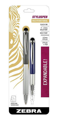 Zebra Styluspen Telescopic Ballpoint Pen, Medium Point, 1.0m