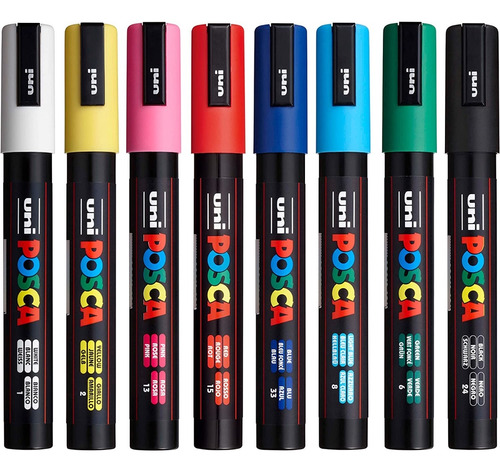 Posca Pc-5m Unidad ( Blanco, Negro, Azul, Rojo, Amarillo )