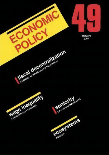 Economic Policy 49, De Georges De Menil., Vol. 1. Editorial John Wiley Sons Ltd, Tapa Blanda En Inglés, 2007