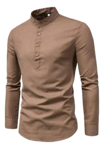 Camisa De Manga Larga Delgada De Estilo Coreano For Hombre