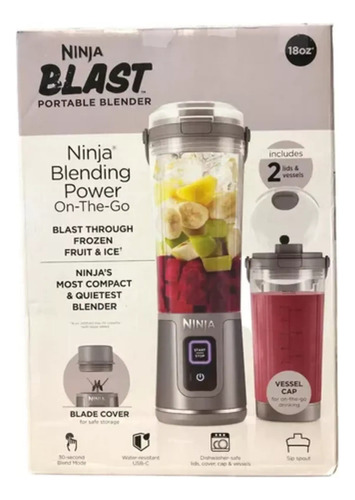 Licuadora portátil Ninja Blast, 2 recipientes de 18 onzas, color gris 110