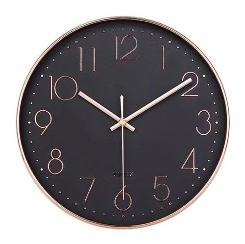 Reloj De Pared 3010 Negro Con Rosa Silencioso