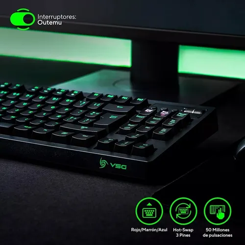 Teclado Mecánico Al 80% Switch Red Vsg Quasar White Edition