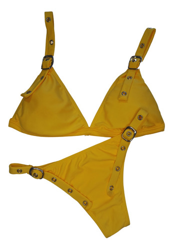 Imagen 4 de 6 de Conjunto Bikini Mujer | Malla Lisa Con Hebillas | 2024