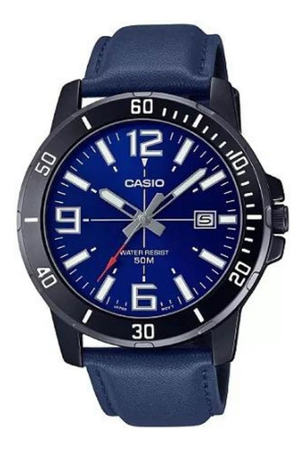 Relógio Casio Masculino Couro Azul Mtp-vd01bl-2bvudf