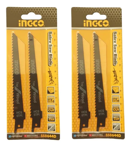 Set Hojas De Sierra Sable Para Madera 4 Pzs Ingco Ssb644d