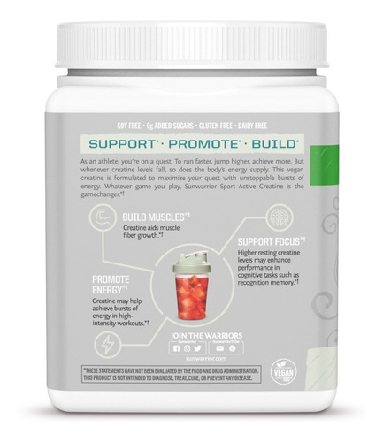 Imagem 3 de 5 de Suplemento Em Pó Creatina Sunwarrior Active Line Vegan 300g