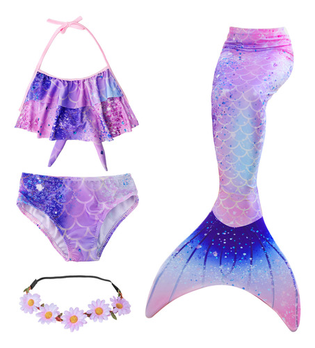 Nasjac Trajes De Baño De Para Niñas Sirena Para Nadar