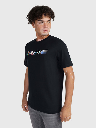 Playera Tommy Hilfiger Con Logo En Pecho De Hombre Azul