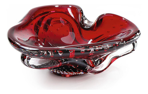 Centro De Mesa Mini Cristal Murano Vermelho São Marcos 23cm