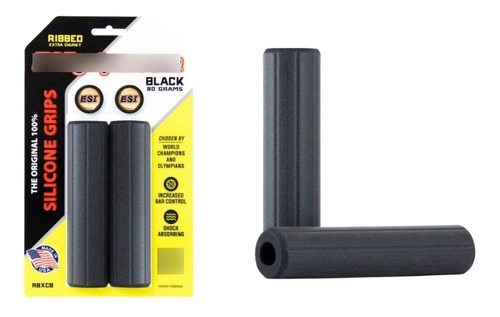 Manopla Bike Silicone Esi Grips Ribbed Extra Chunky 34mm 80g Cor Preto