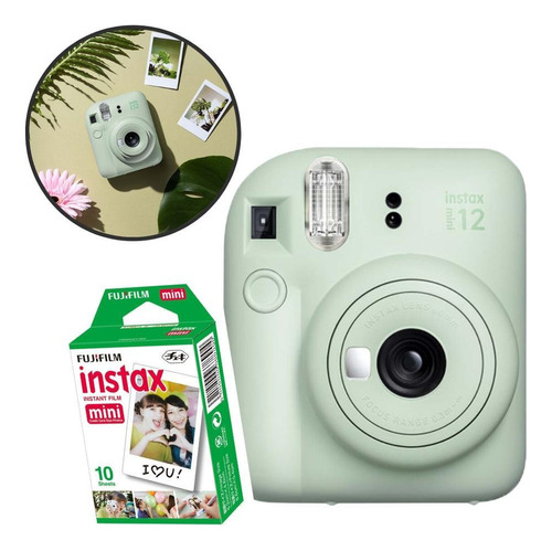 Câmera Instantânea Instax Mini 12 Verde + Filme De 10 Poses