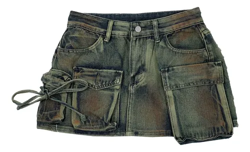 comprar Pollera Estilo Y2k Mediana Con Bolsillos , Moda Alternativa