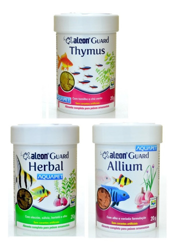 Kit Ração P/peixes Allium 20g+ Herball 20g+ Thymus 20g Alcon