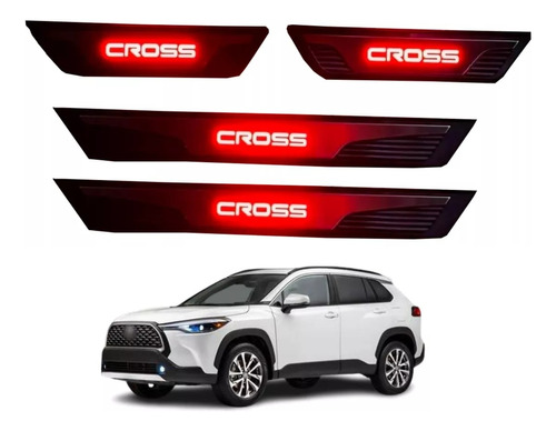 Soleira Led Vermelho Toyota Corolla Cross Gr-s 2021 À 2024