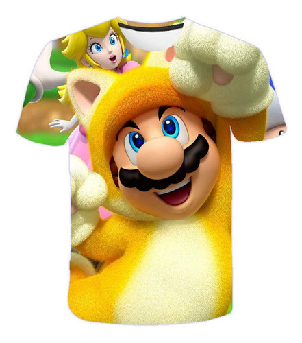 Camiseta 3d De Manga Corta De Super Mario Luigi Para Niños