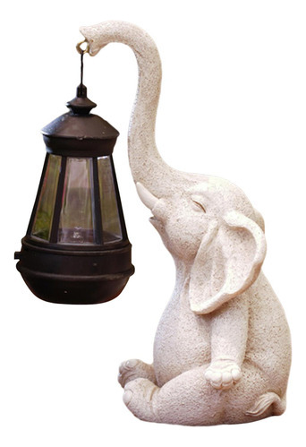 Estatua De Jardín De Elefante Con Luces Solares Al Aire