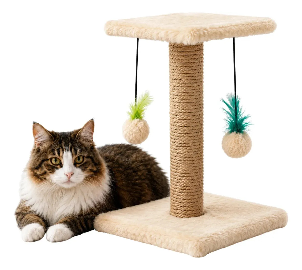 Arranhador Gato Poste C/ Pelúcia + Sisal Resistente