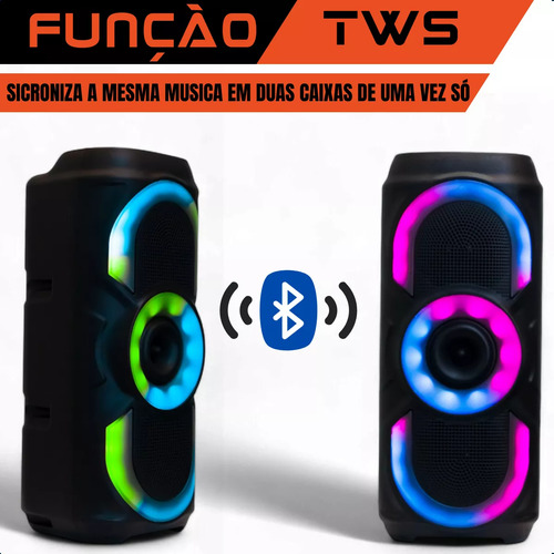 Caixa Caixinha De Som Potente Bluetooth Portátil Potente Rgb Preto