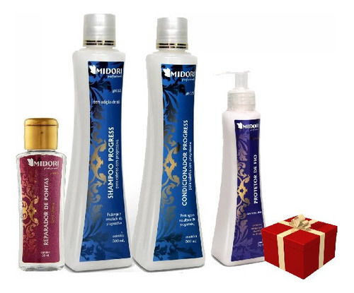 Kit Midori Progress Shampo + Condicio + Protetor + Oleo 30ml