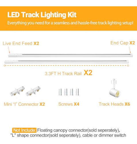 Kit De Iluminacin Led Para Rieles Vanoopee, 6 Luces, 6,6ft,