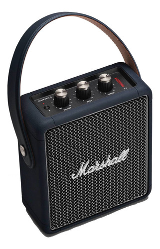 Alto-falante Marshall Stockwell II portátil com bluetooth impermeável preto e latão