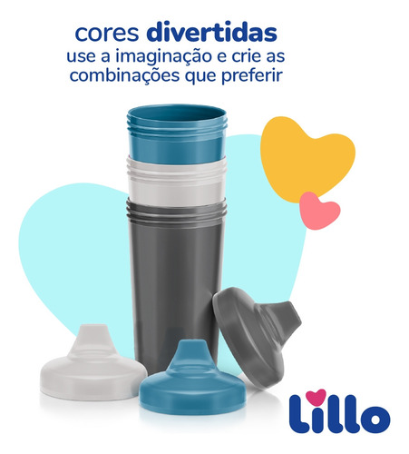 Kit 3 Copos Infantil Antivazamento Colors Max 320ml Az Lillo