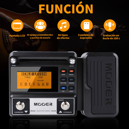 Pedal De Efecto Mooer Ge Mooe100 Multi Efeitos Ge100 Negro