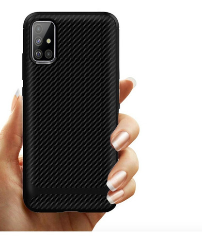 Imagem 2 de 3 de Capa Em Gel Fibra De Carbono Para Samsung Galaxy A52 - Preta