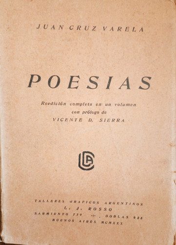Juan Cruz Varela Poesías 1930 A2864
