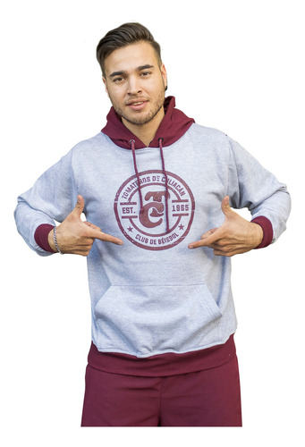 Hoodie All Gris Tc Guinda 22 Caballero 2x1