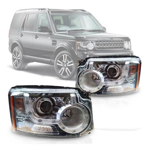 Farol Dianteiro Discovery 4 2009 À 2013 D3s Com Led 16 Pinos