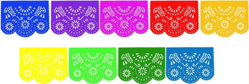 Imagen 1 de 9 de Papel Picado - Arcoiris 10 Tiras De 5.5 Metros De Largo