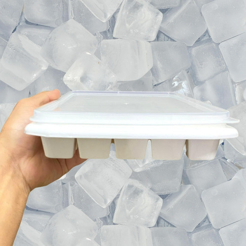 Forma De Gelo Com Tampa Sem Bpa - 12 Unidades Cor Branco