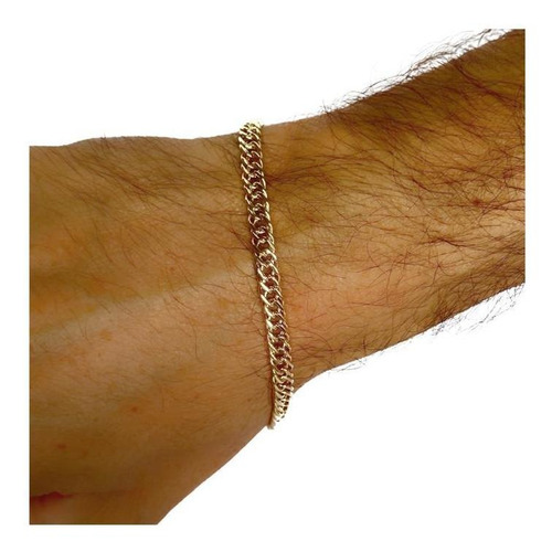 Pulseira Nil Elo Duplo Ouro 18k 750 21 Cm