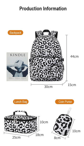 Boo Mochila Para Estudiantes Con Estampado De Leopardo De Gran Capacidad Y Lonchera