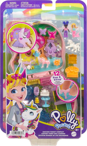 Polly Pocket Juego Compacto, Fiesta De Té De Unicornio Con 2