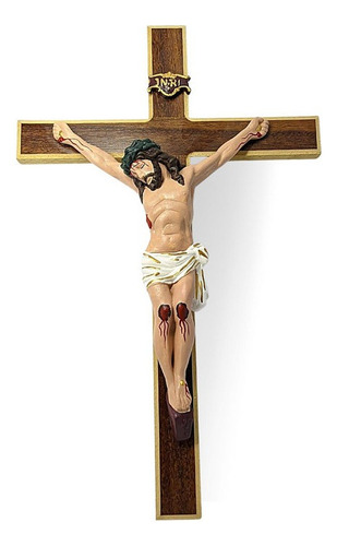 Crucifixo De Porta Em Madeira Altamente Detalhado 48cm Cor Colorido