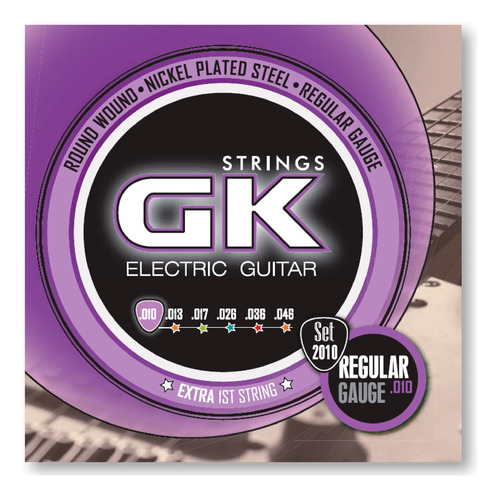 Cuerdas Guitarra Electrica Gk 010 Encordado 2010 Nickel +1ra